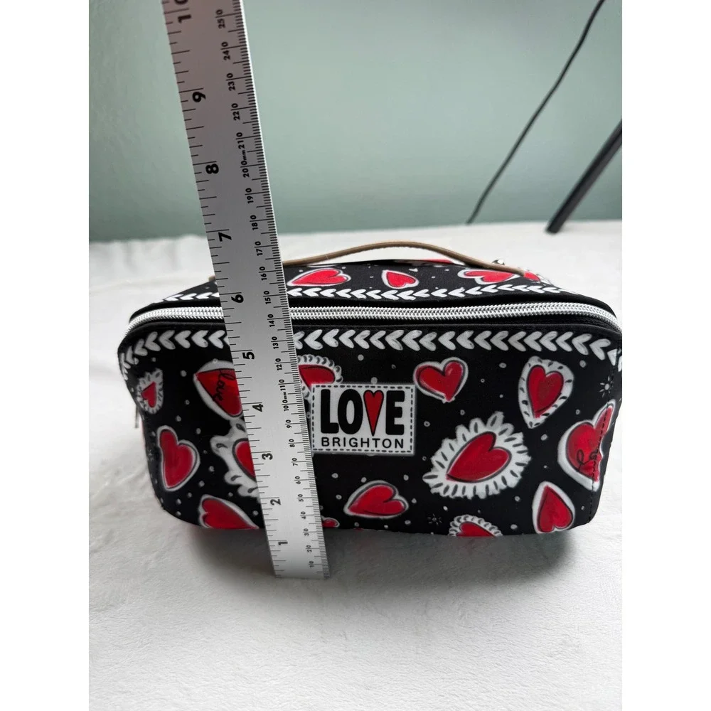 Brighton Love Hearts Cosmetic Bag Black Red Travel‎ Makeup Organizer Case